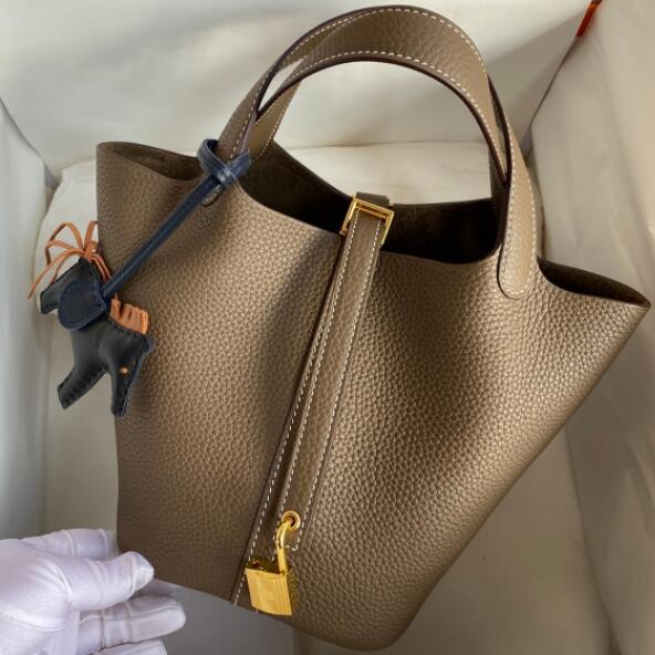 【エルメス HERMES】ピコタンロック18 PM エトゥープ ベージュ ゴールド金具 (100%マシン)